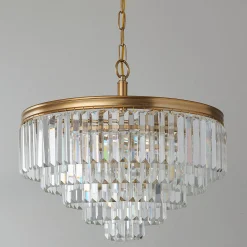 Faceted Glass Layered Convertible Chandelier - 20"