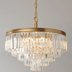 Faceted Glass Layered Convertible Chandelier - 20