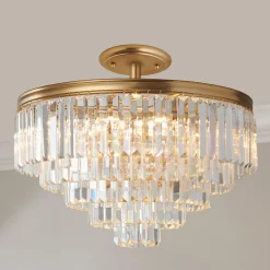 Faceted Glass Layered Convertible Chandelier - 20