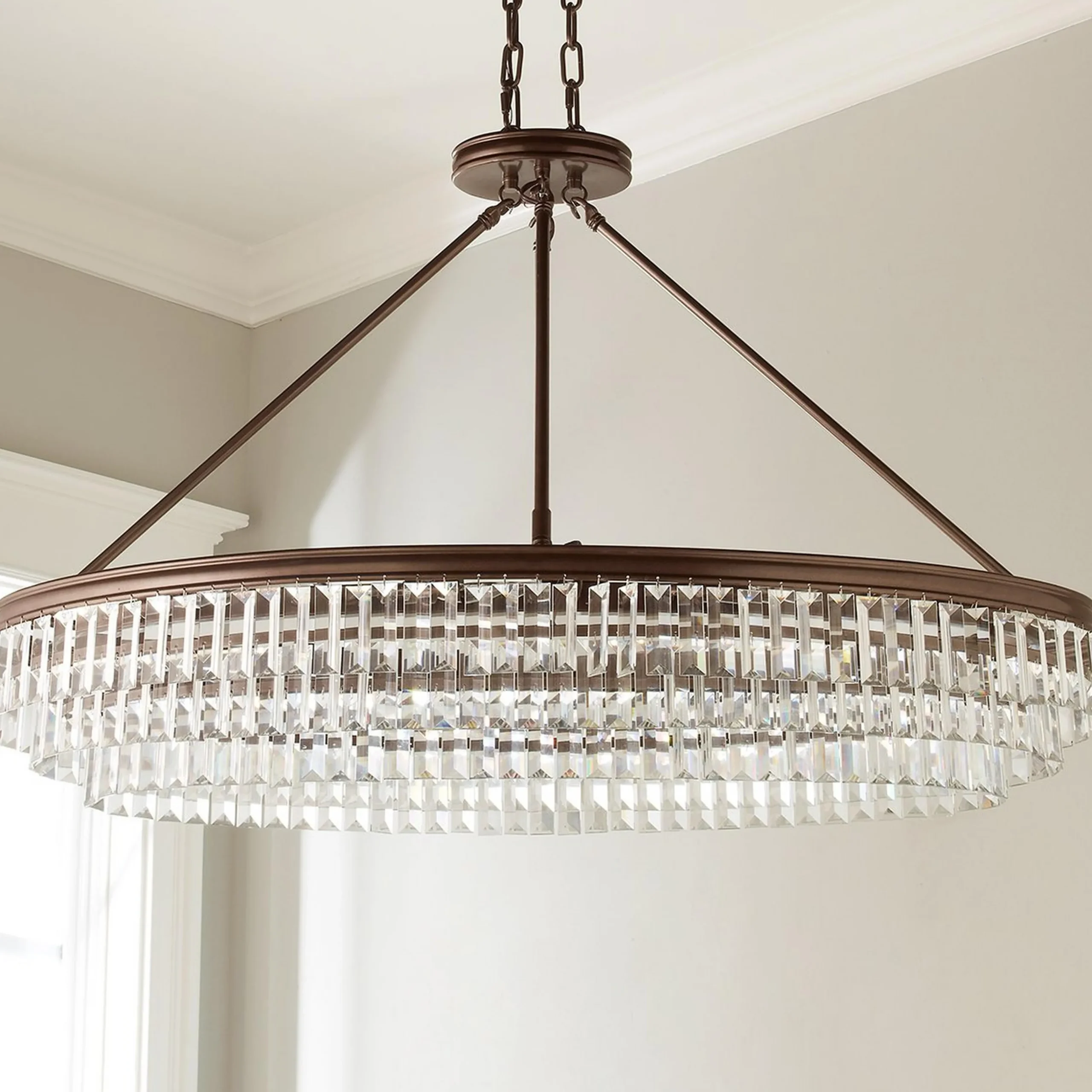 Faceted Glass Layered Island Chandelier