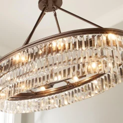 Faceted Glass Layered Island Chandelier