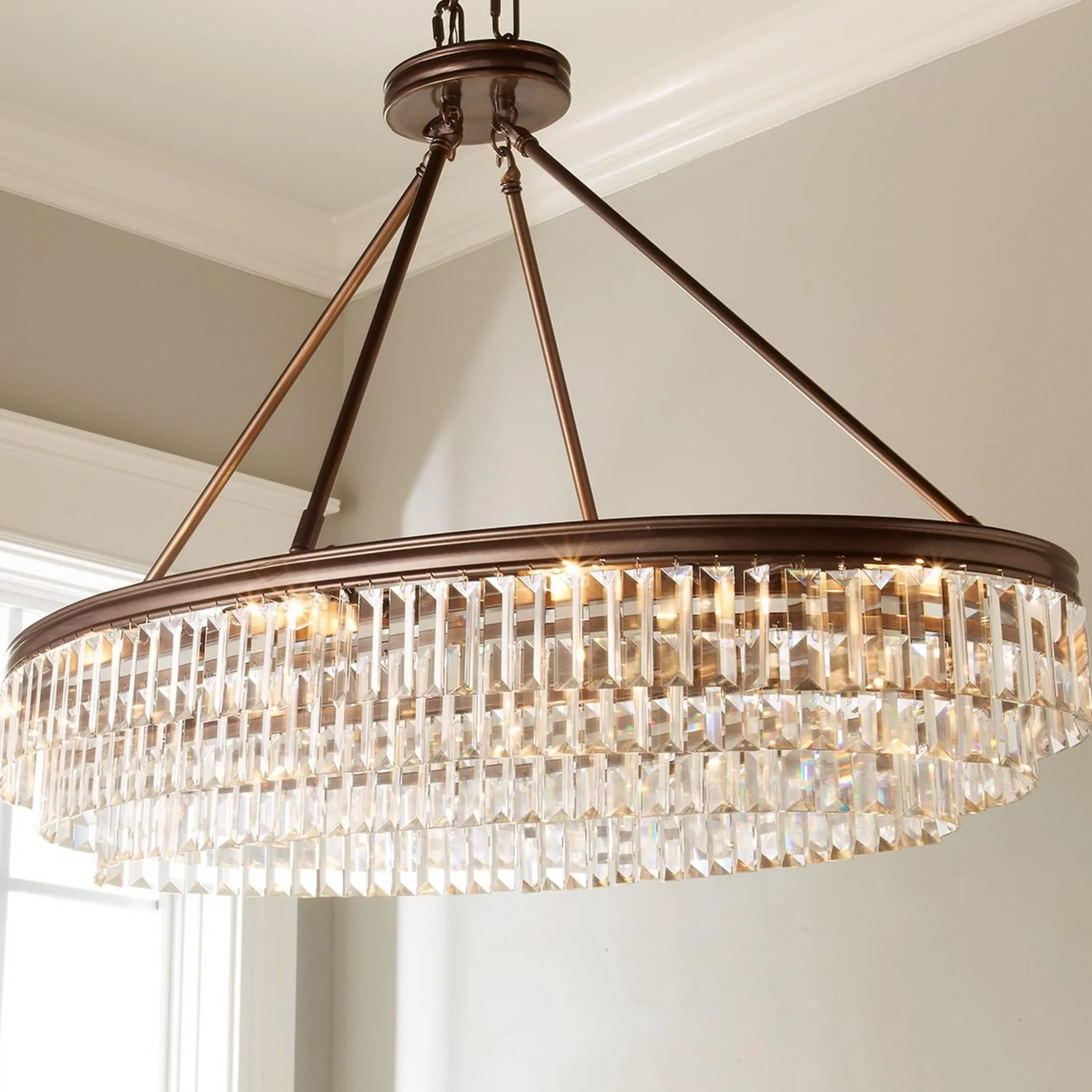 Faceted Glass Layered Island Chandelier