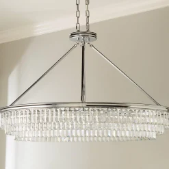 Faceted Glass Layered Island Chandelier
