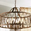 Faded Rustic Drum Cage Chandelier - 6 Light