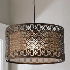 Filigree Lotus Metal Shade Pendant