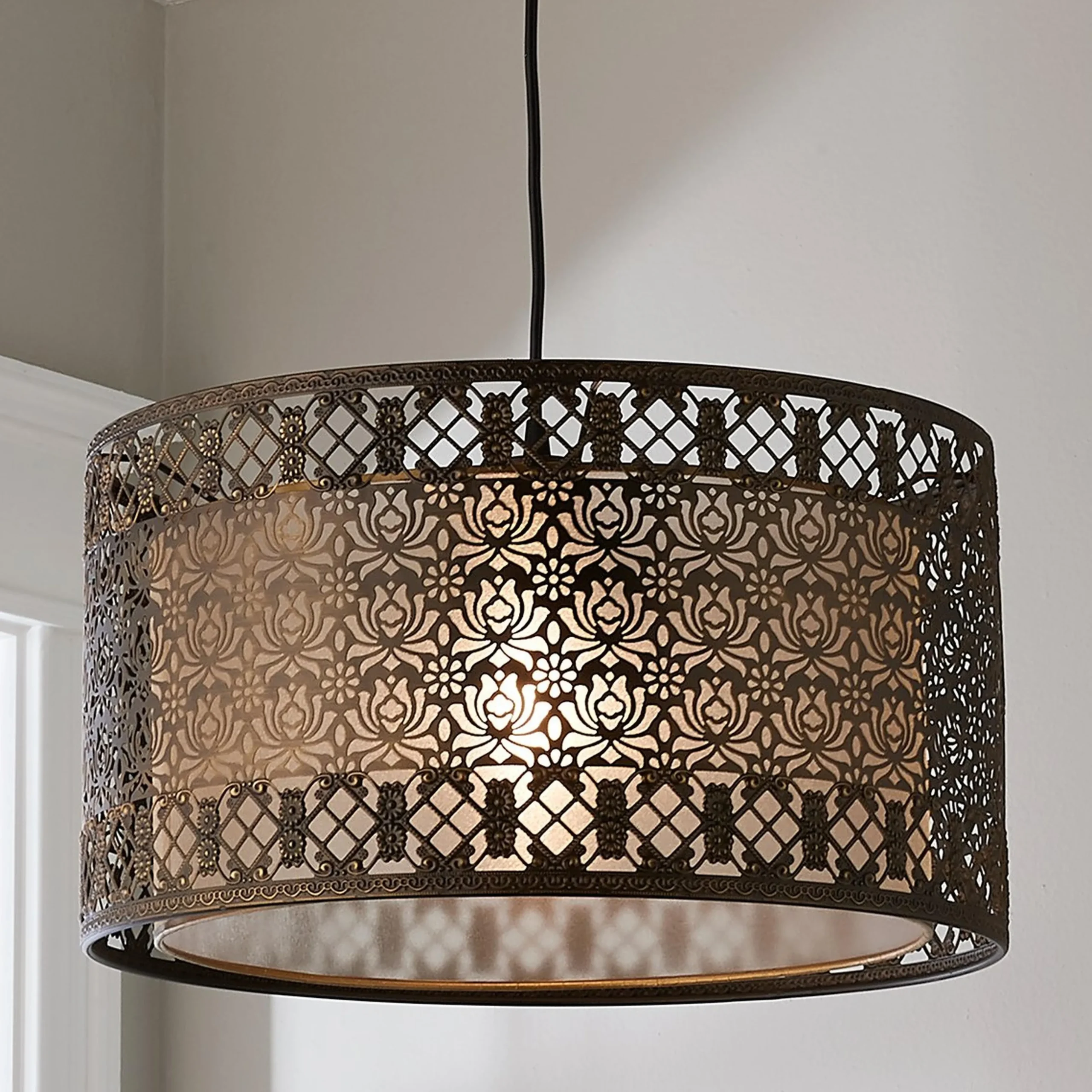 Filigree Lotus Metal Shade Pendant