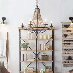 French Country Driftwood Chandelier - 6 Light