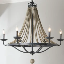 French Country Driftwood Chandelier - 6 Light