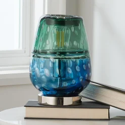Fused Jewel Tone Art Glass Table Light