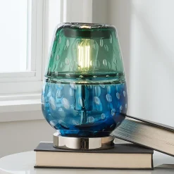 Fused Jewel Tone Art Glass Table Light