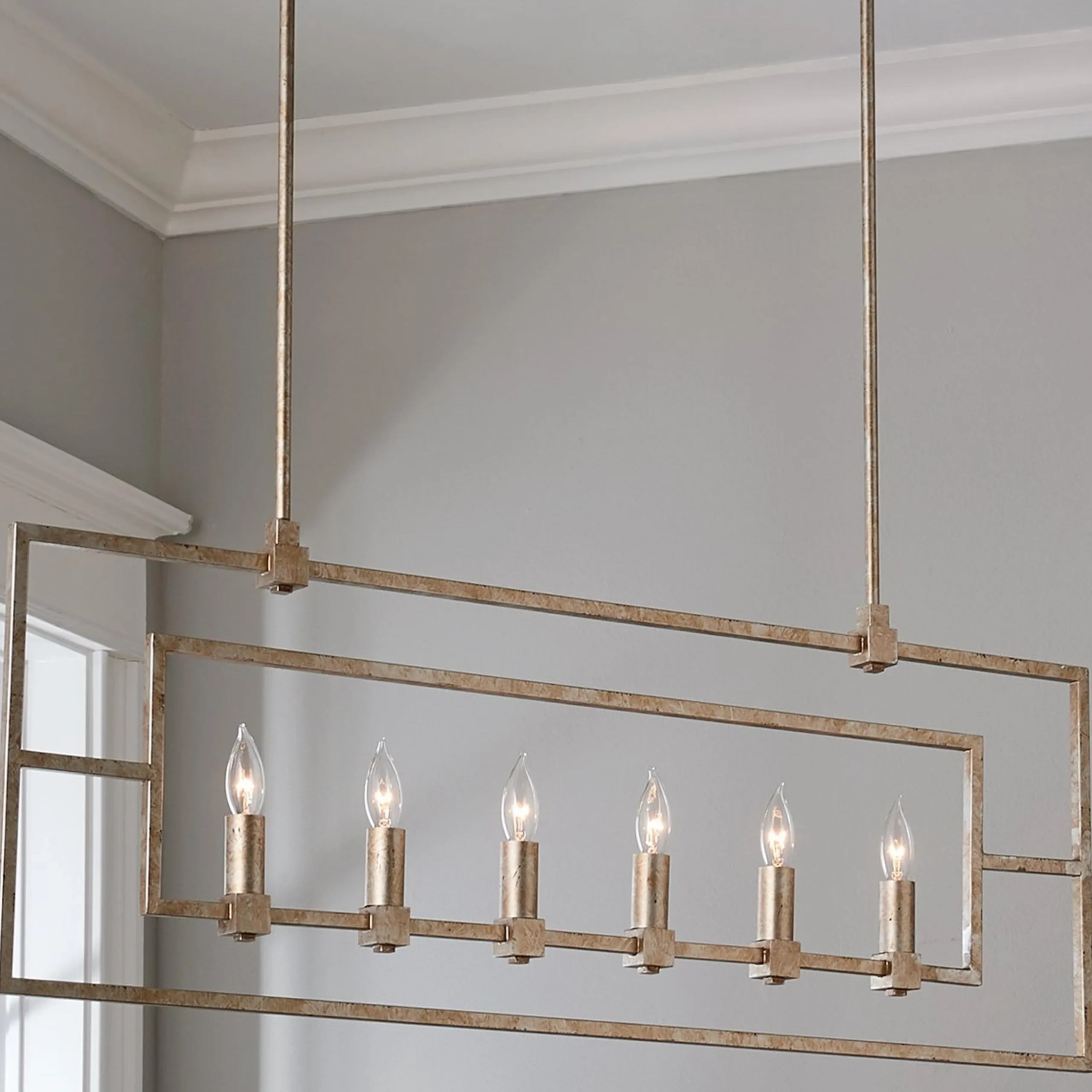 Geometric Double Frame Linear Chandelier