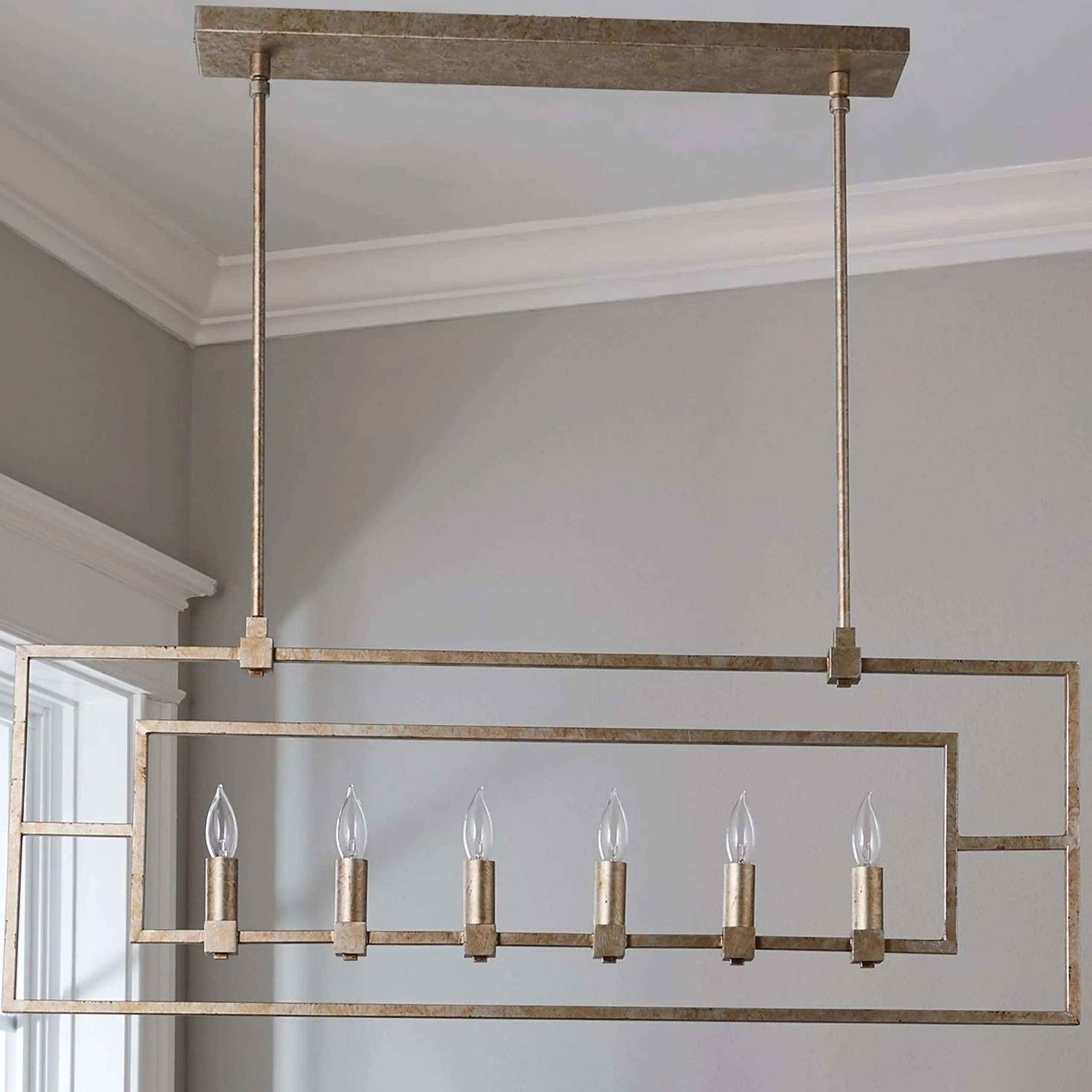 Geometric Double Frame Linear Chandelier