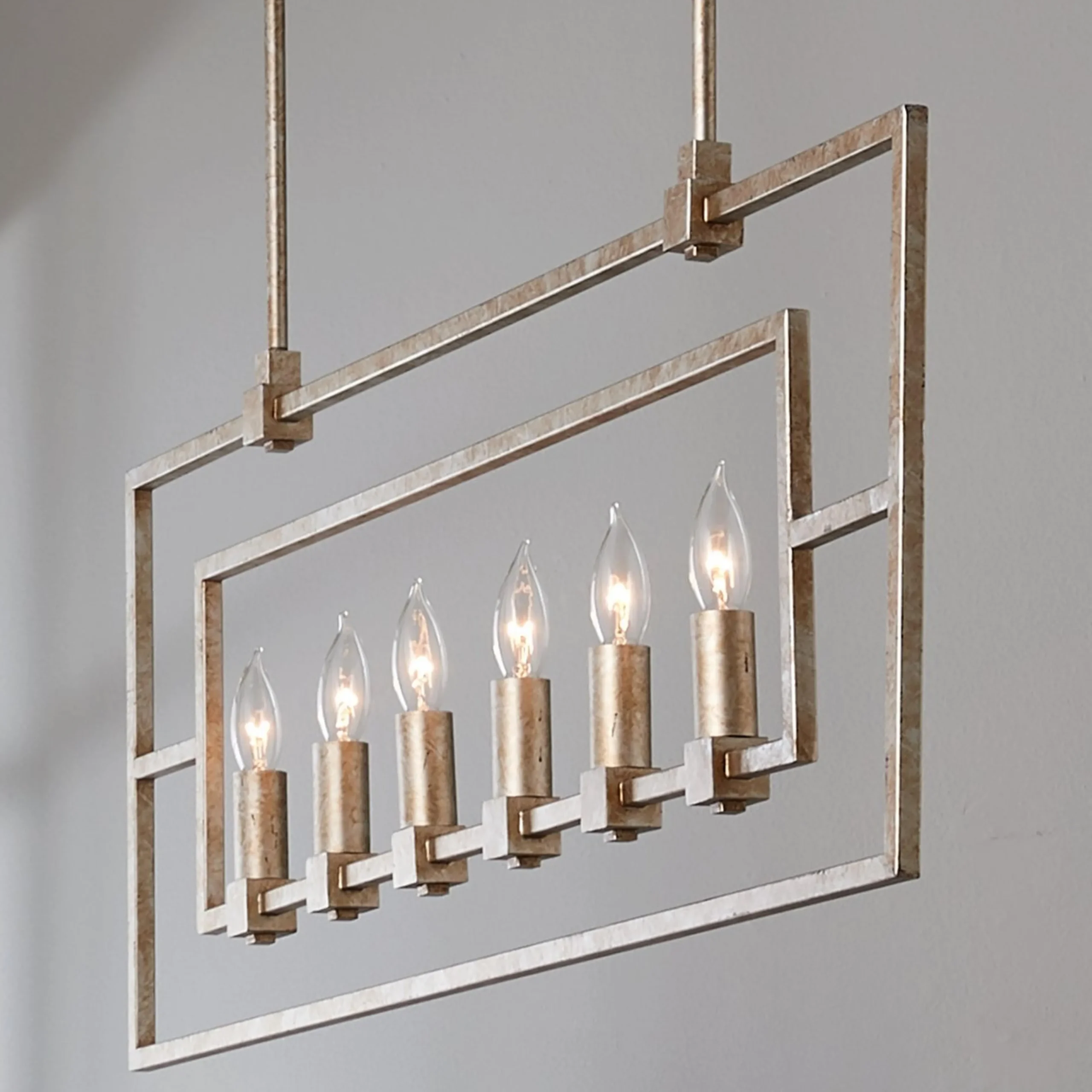 Geometric Double Frame Linear Chandelier
