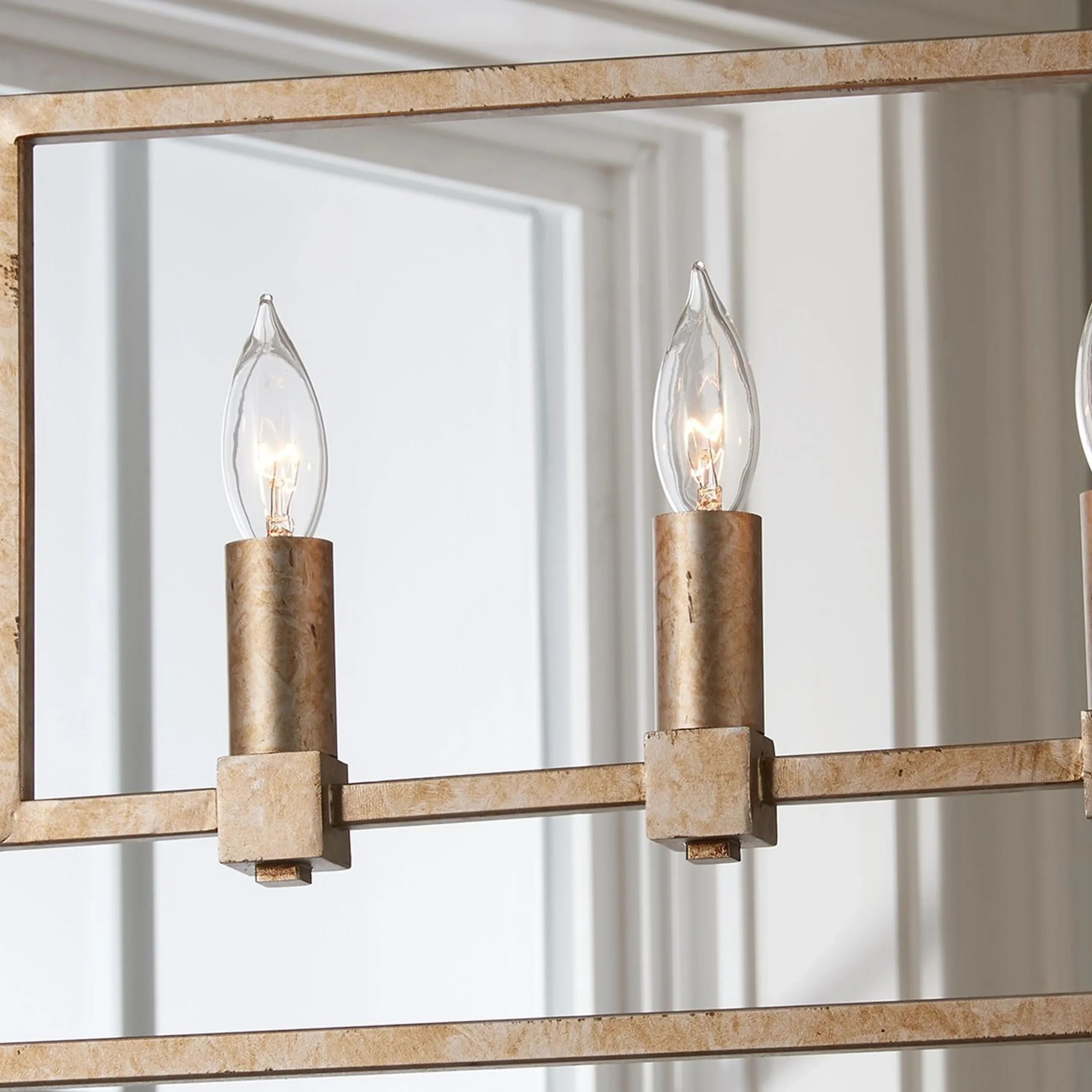 Geometric Double Frame Linear Chandelier