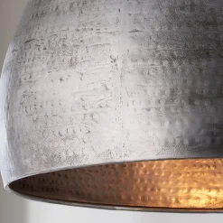 Hammered Steel Oversized Dome Pendant