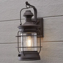 Historic Rusted Lantern Outdoor Sconce - Medium