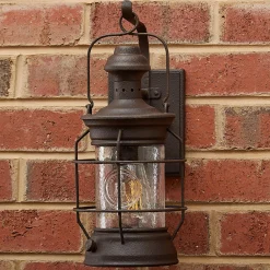 Historic Rusted Lantern Outdoor Sconce - Small