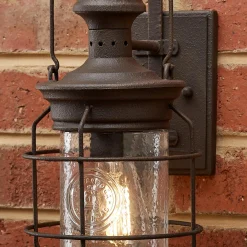 Historic Rusted Lantern Outdoor Sconce - Small