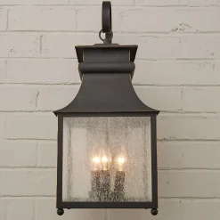 Homesteader Seeded Glass Outdoor Sconce - 3 Light