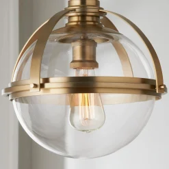 Industrial Banded Globe Pendant - Small