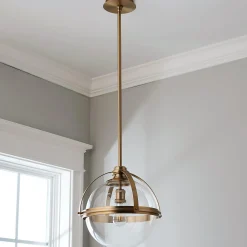 Industrial Banded Globe Pendant - Medium