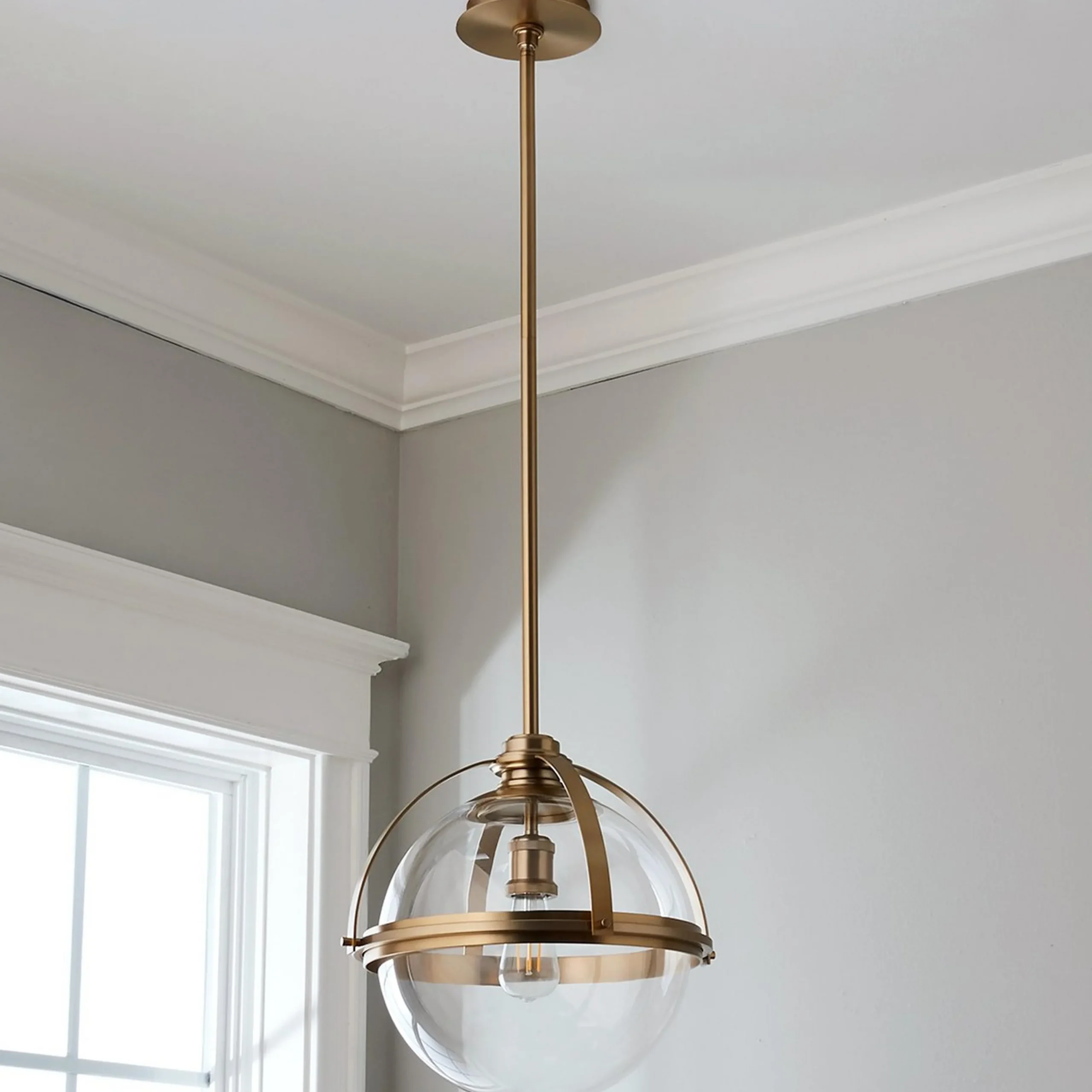 Industrial Banded Globe Pendant - Medium