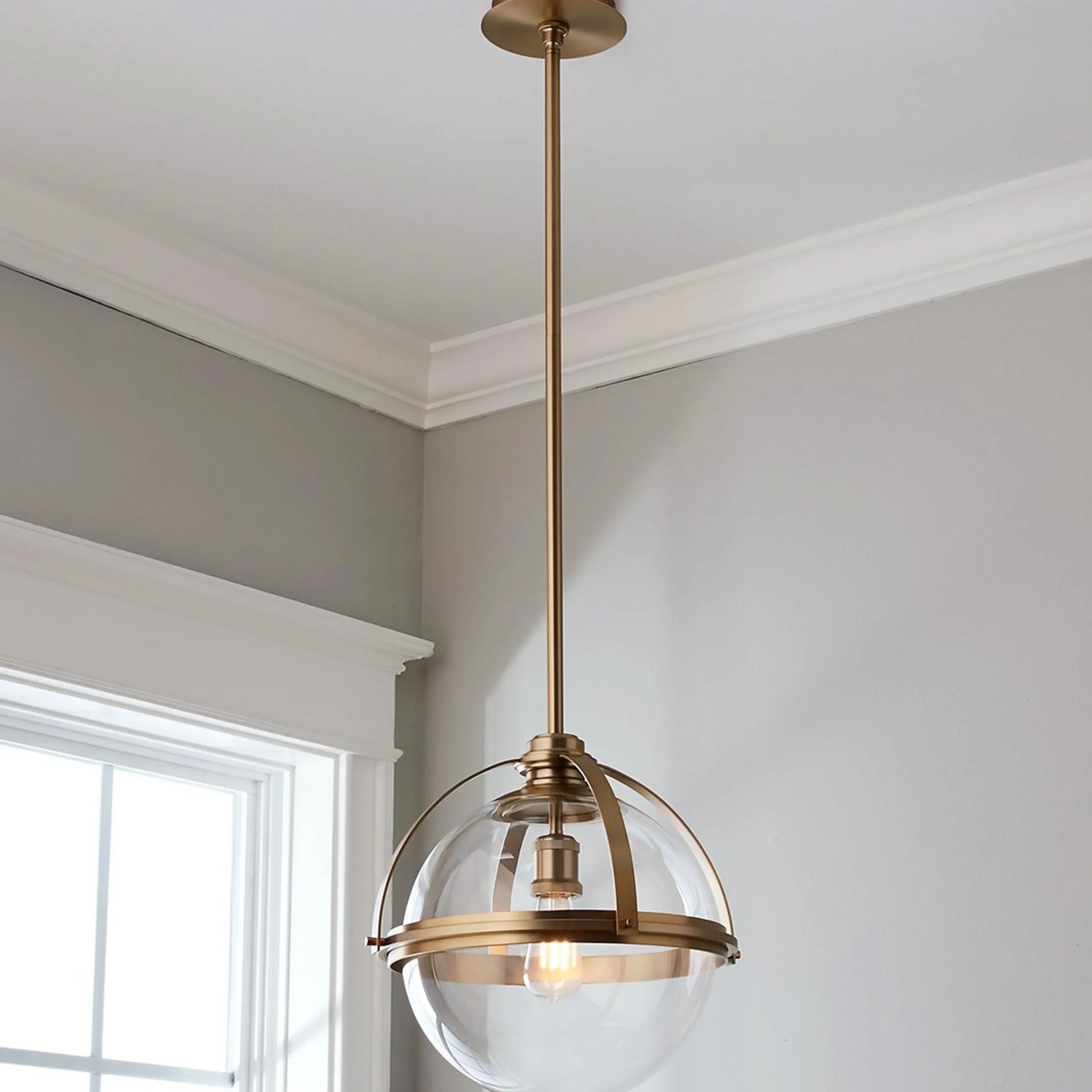 Industrial Banded Globe Pendant - Medium