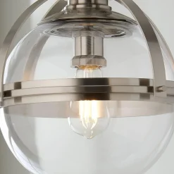 Industrial Banded Globe Pendant - Small