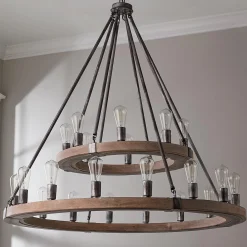 Industrial Farmhouse Ring Two-Tier Chandelier - 24 Light