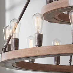 Industrial Farmhouse Ring Two-Tier Chandelier - 24 Light
