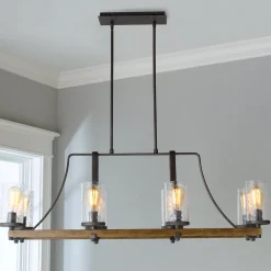 Industrial Farmhouse Wavy Glass Island Chandelier