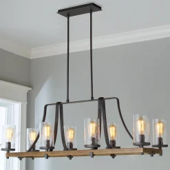 Industrial Farmhouse Wavy Glass Island Chandelier