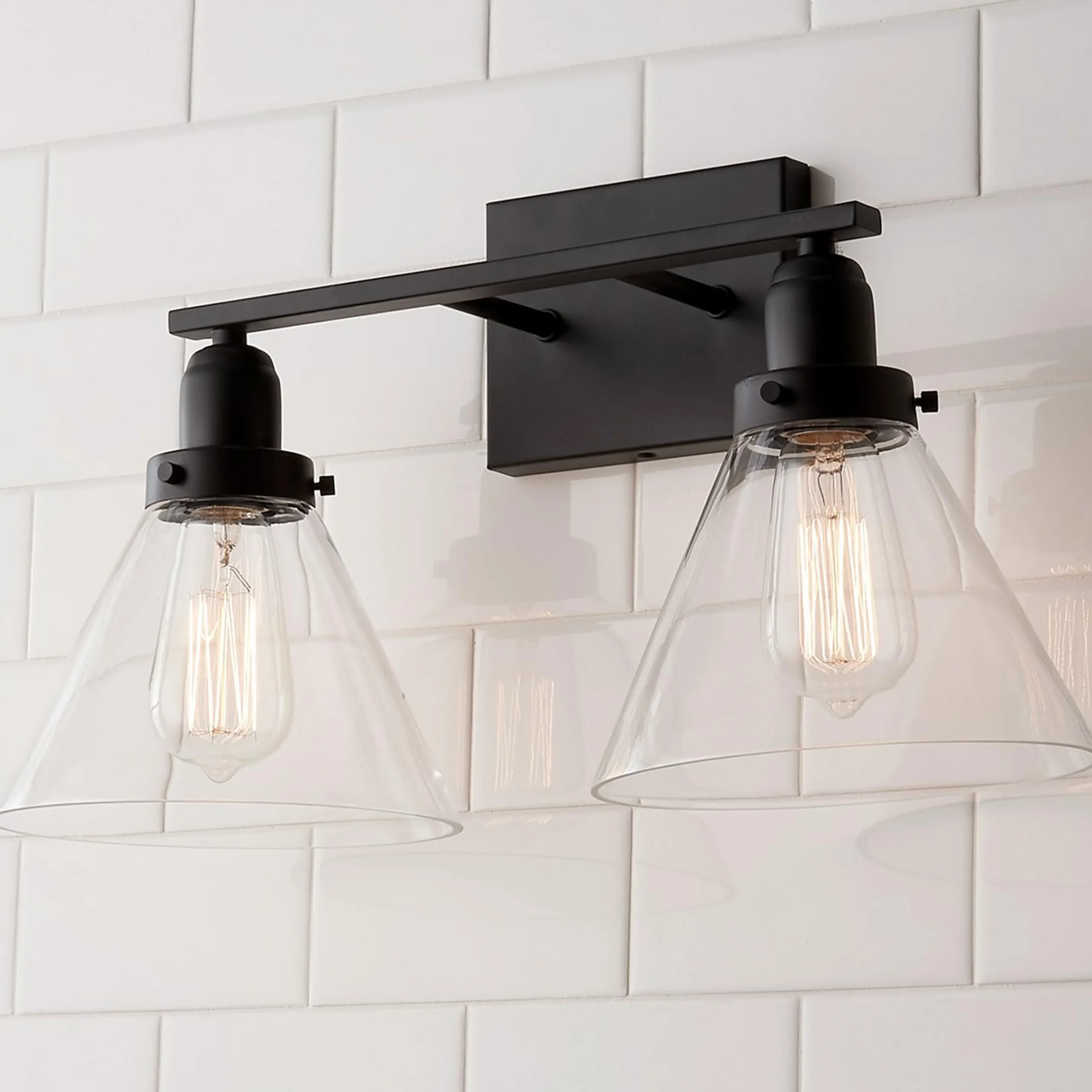 Industrial Triangle Shade Vanity Light - 2 Light