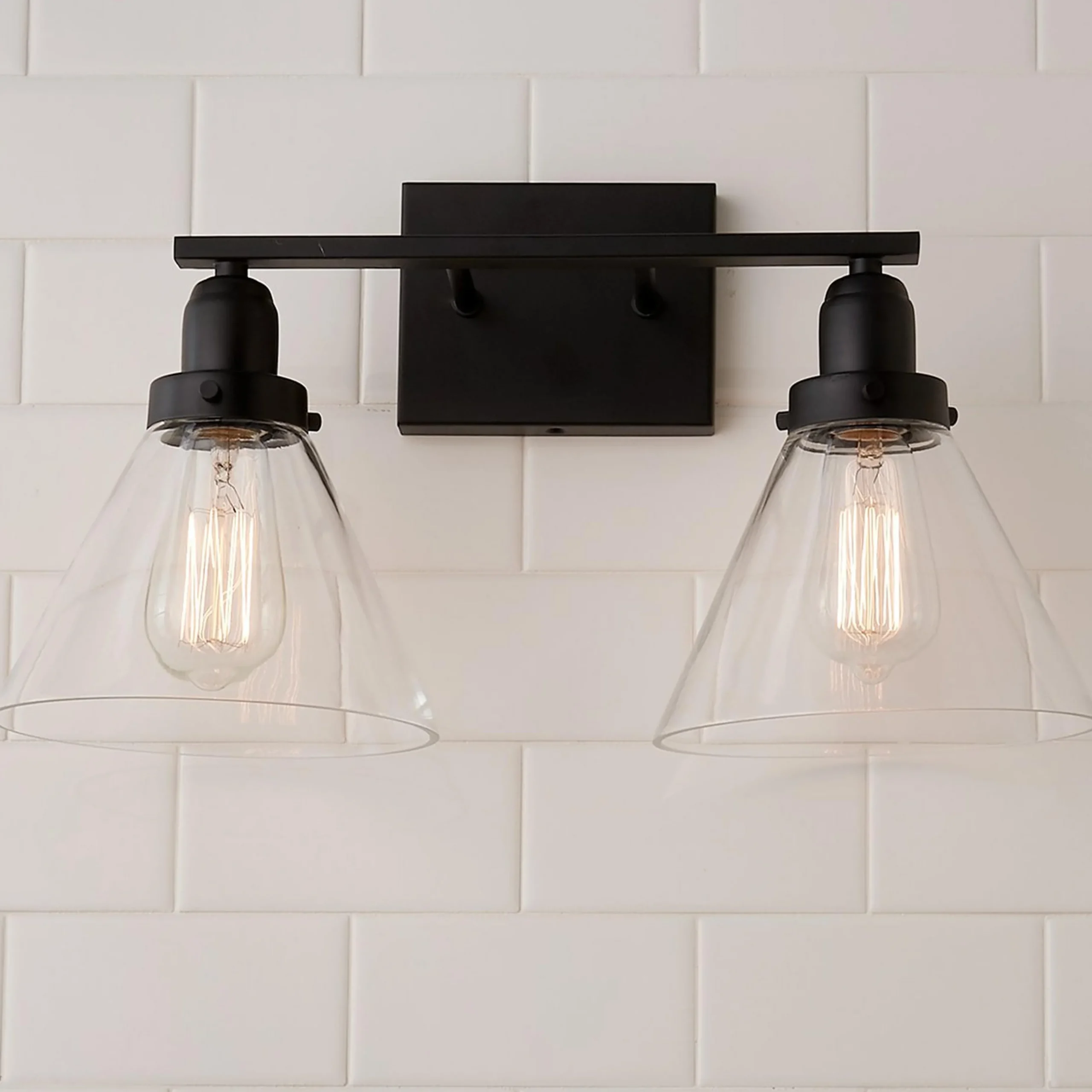 Industrial Triangle Shade Vanity Light - 2 Light