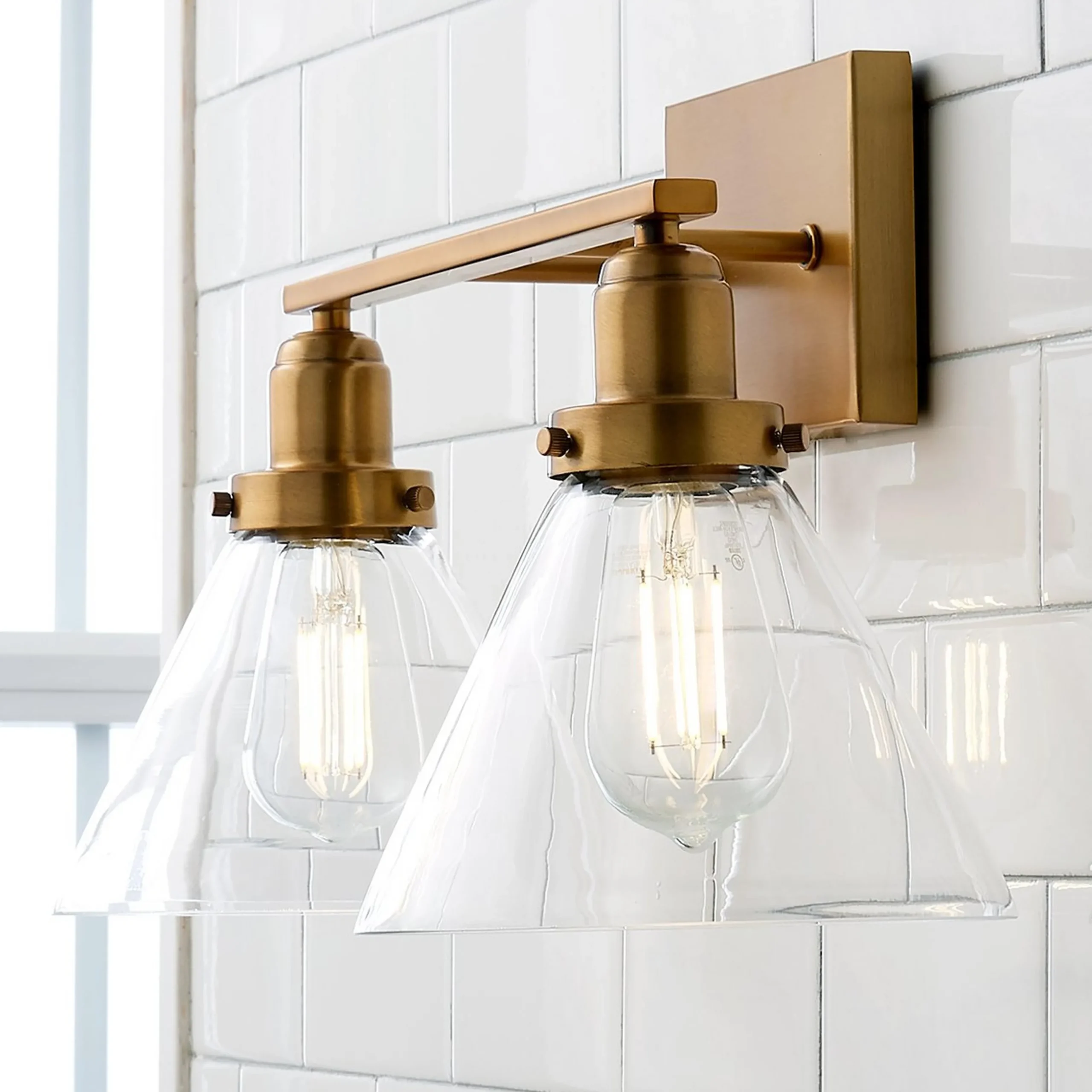 Industrial Triangle Shade Vanity Light - 2 Light