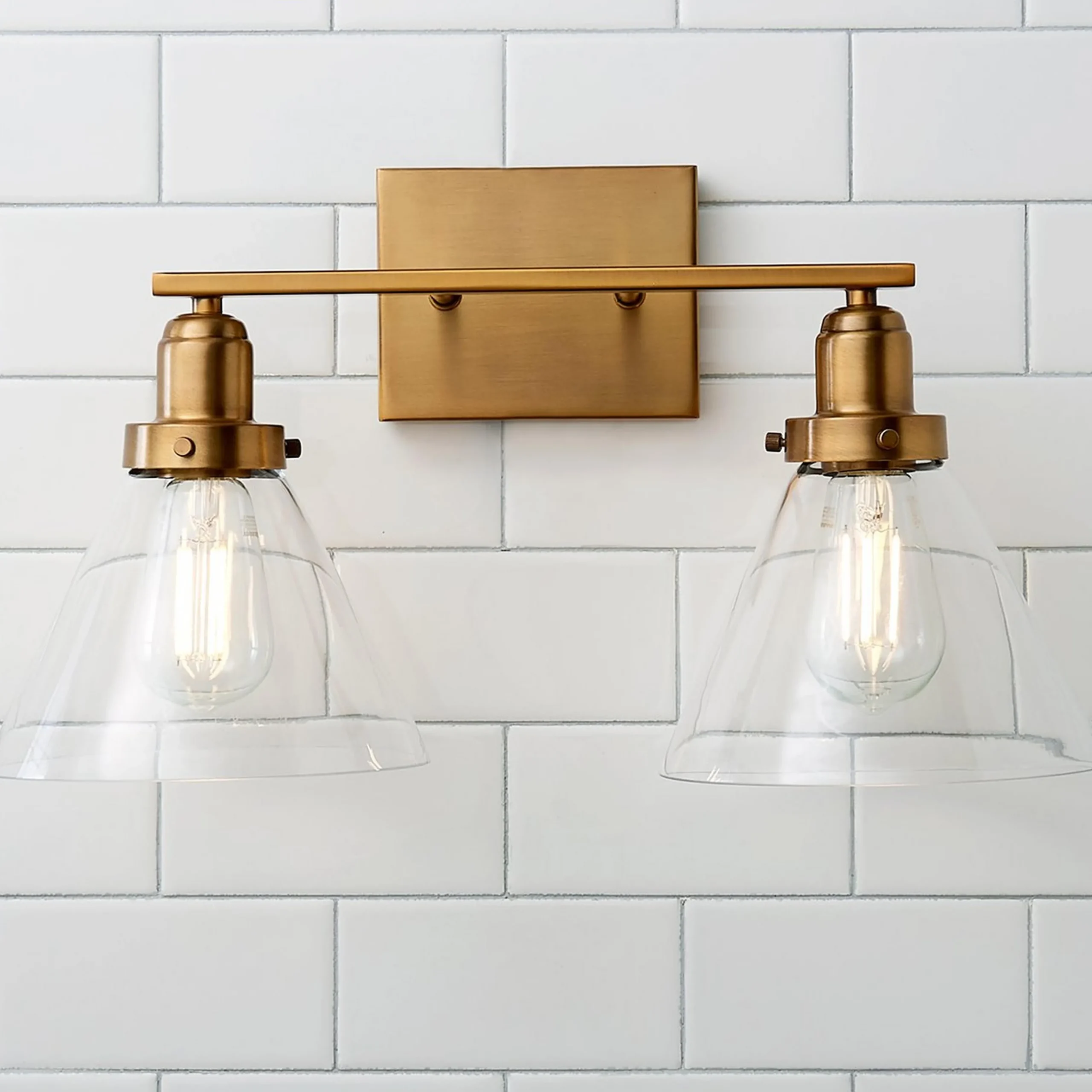 Industrial Triangle Shade Vanity Light - 2 Light