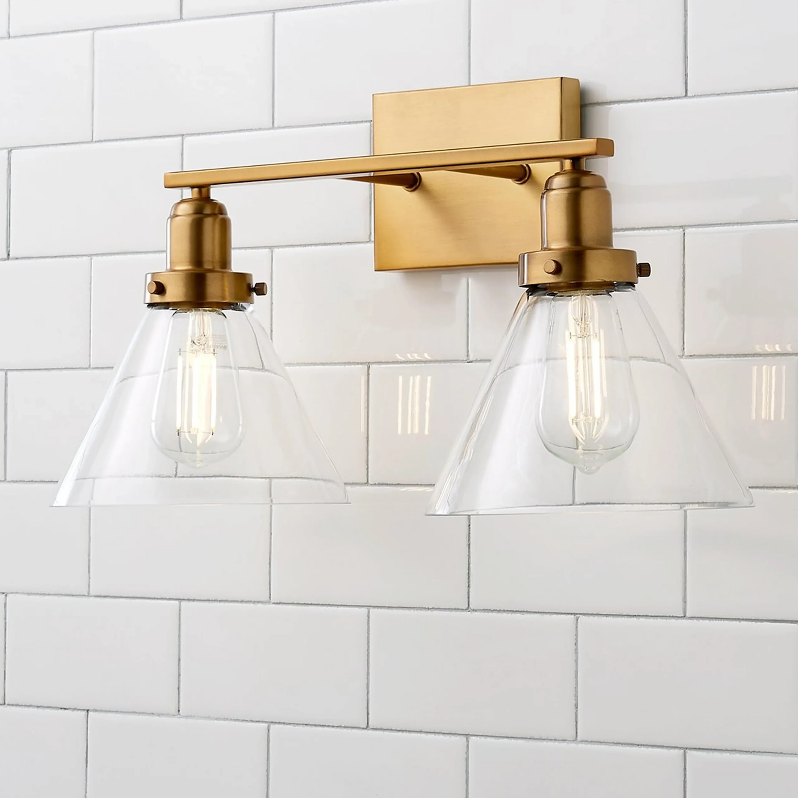 Industrial Triangle Shade Vanity Light - 2 Light