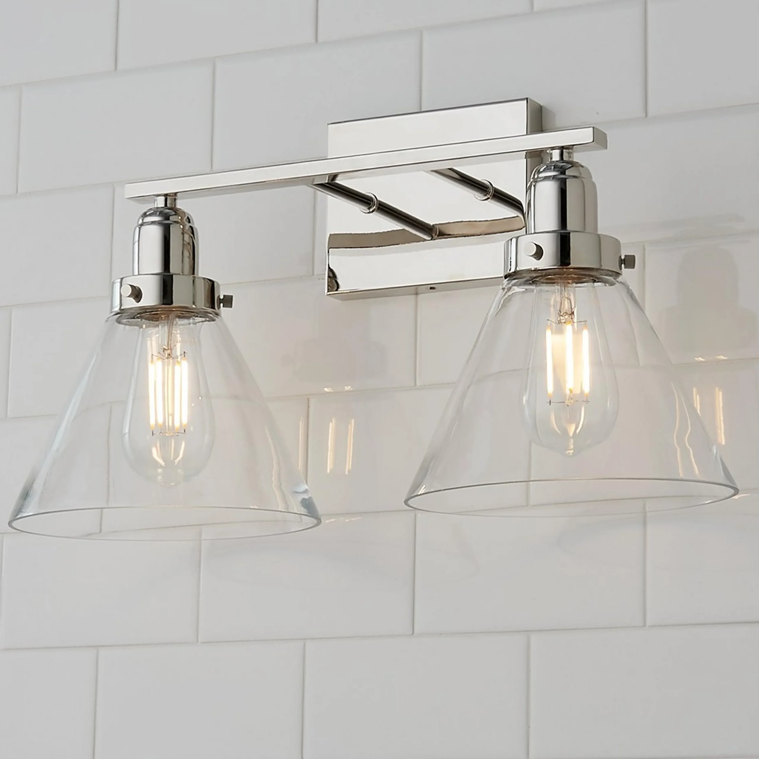 Industrial Triangle Shade Vanity Light - 2 Light