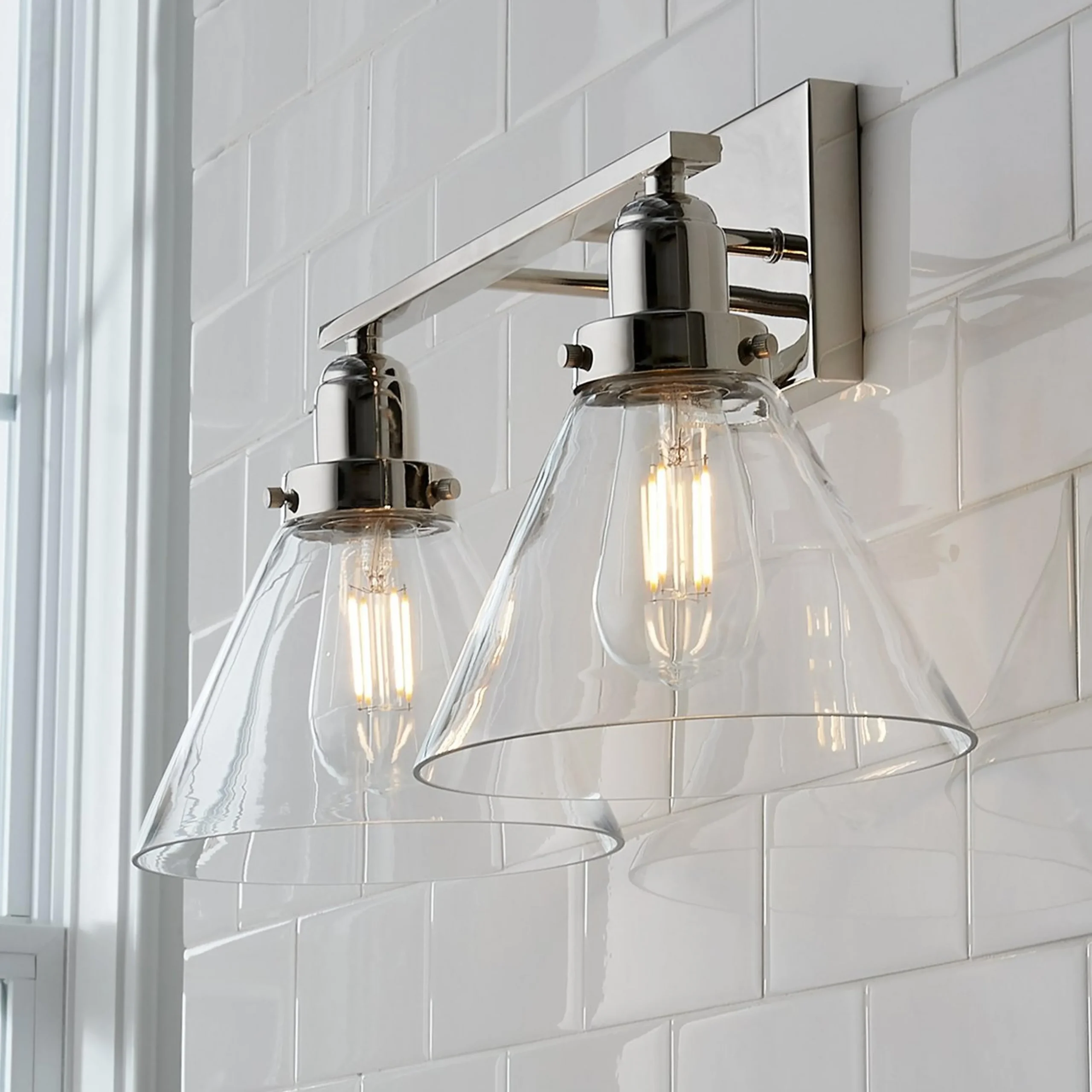 Industrial Triangle Shade Vanity Light - 2 Light