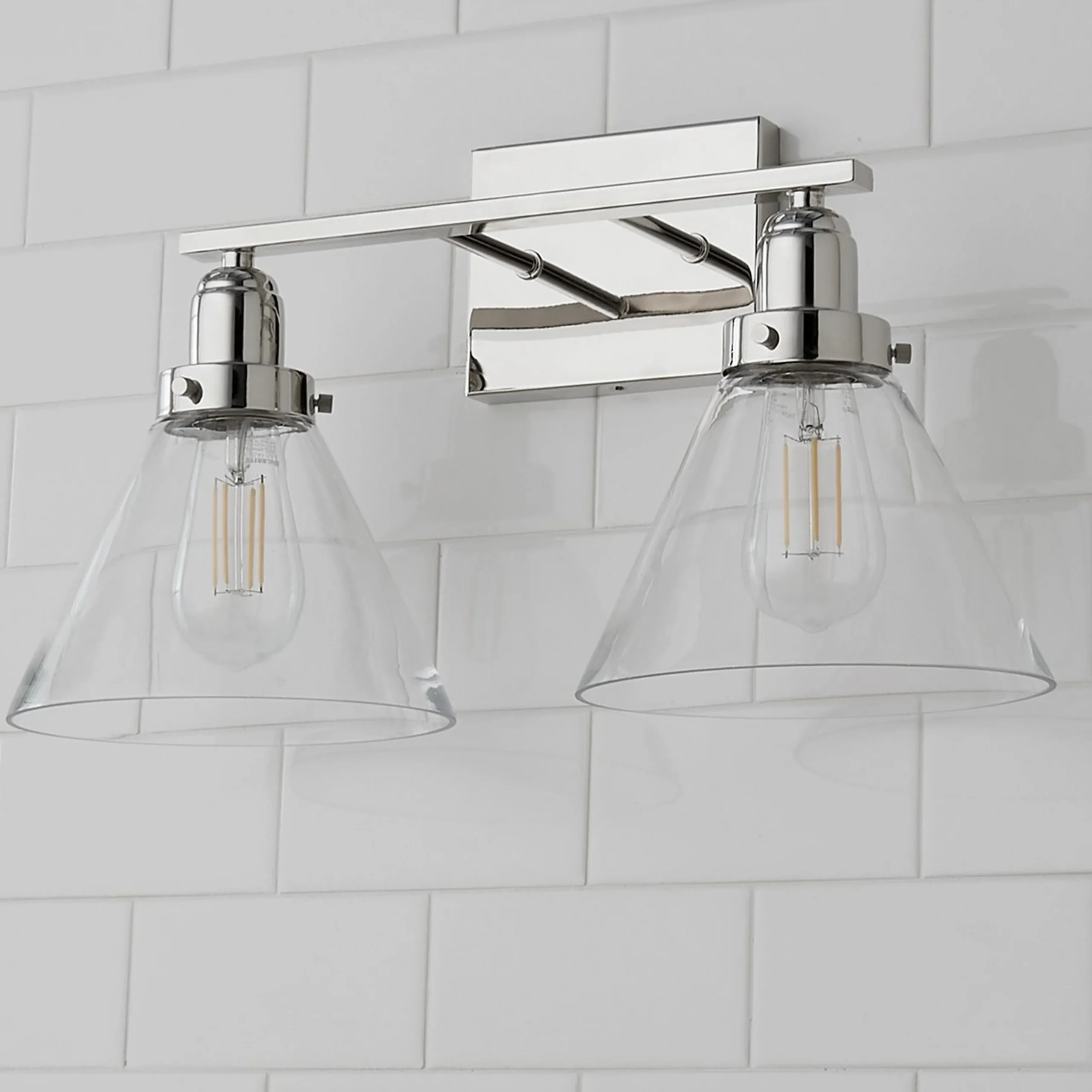 Industrial Triangle Shade Vanity Light - 2 Light