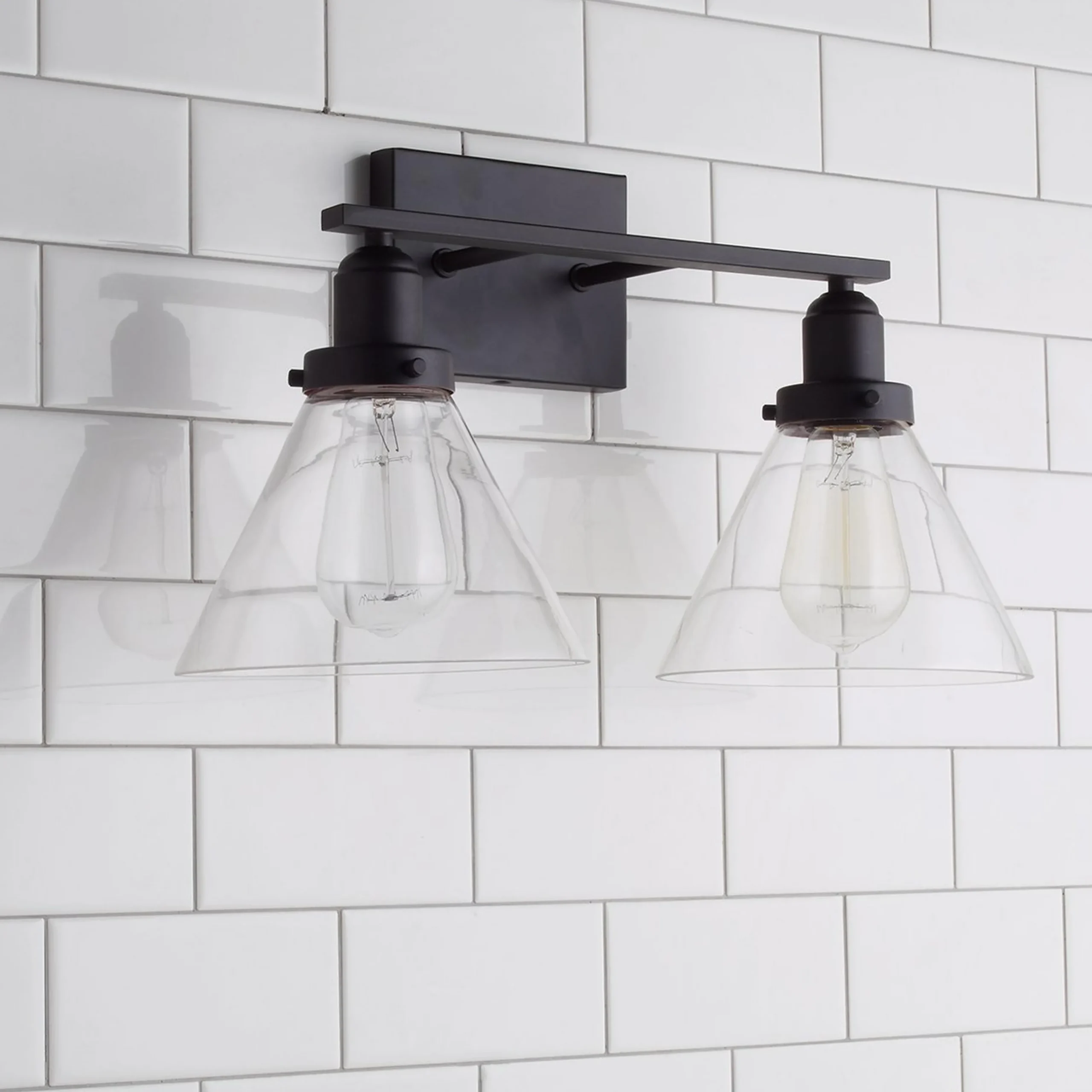 Industrial Triangle Shade Vanity Light - 2 Light