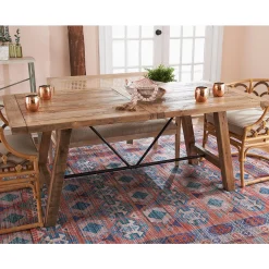 Industrial Wood Plank Dining Table