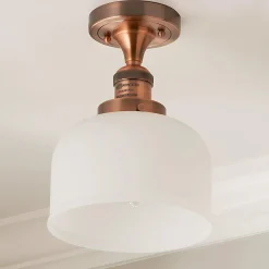 Kelsey Semi-Flush Ceiling Light - Dome Frosted