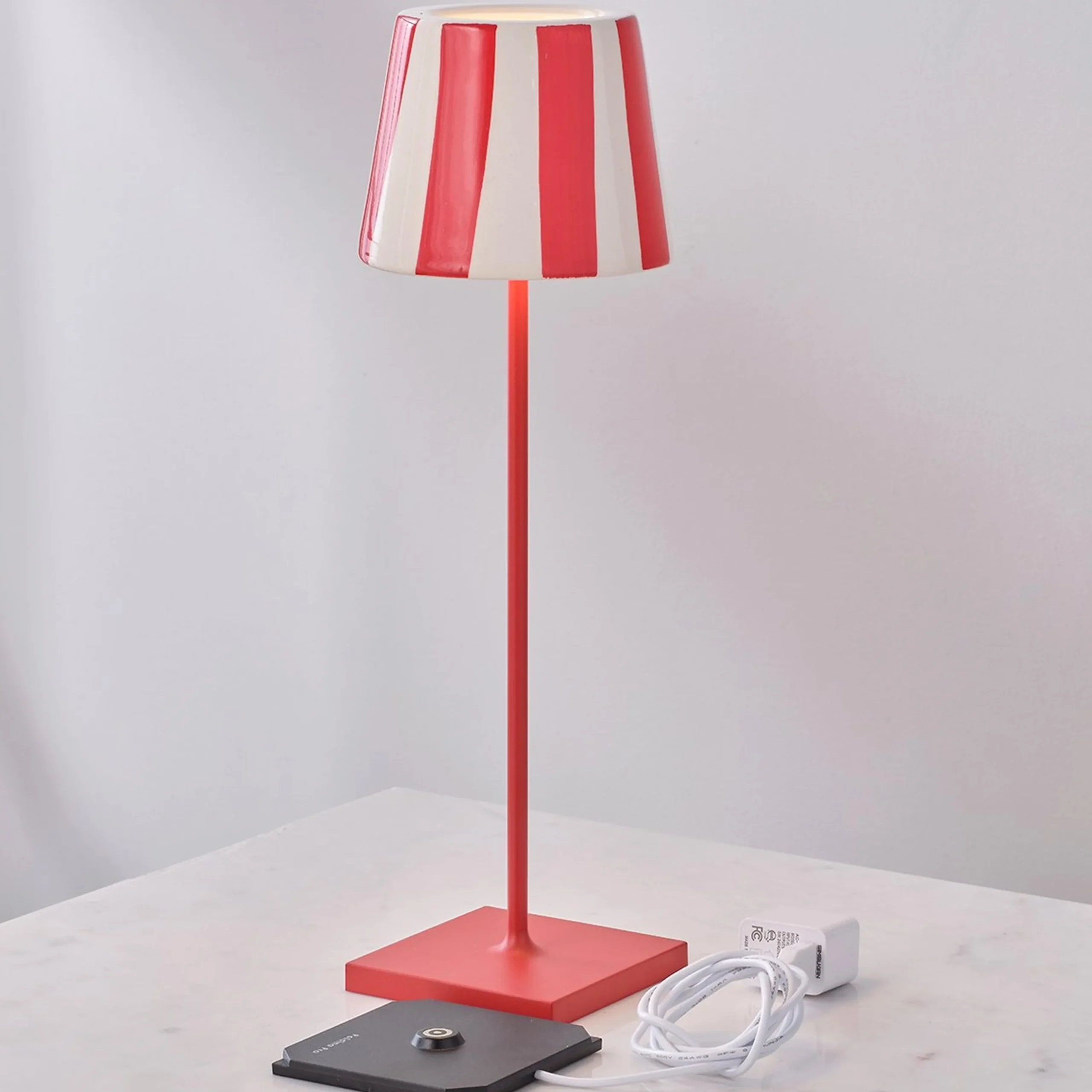 Lucy Cordless Table Lamp - Stripes