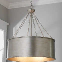 Luxe Patina Metal Drum Shade Pendant - Large