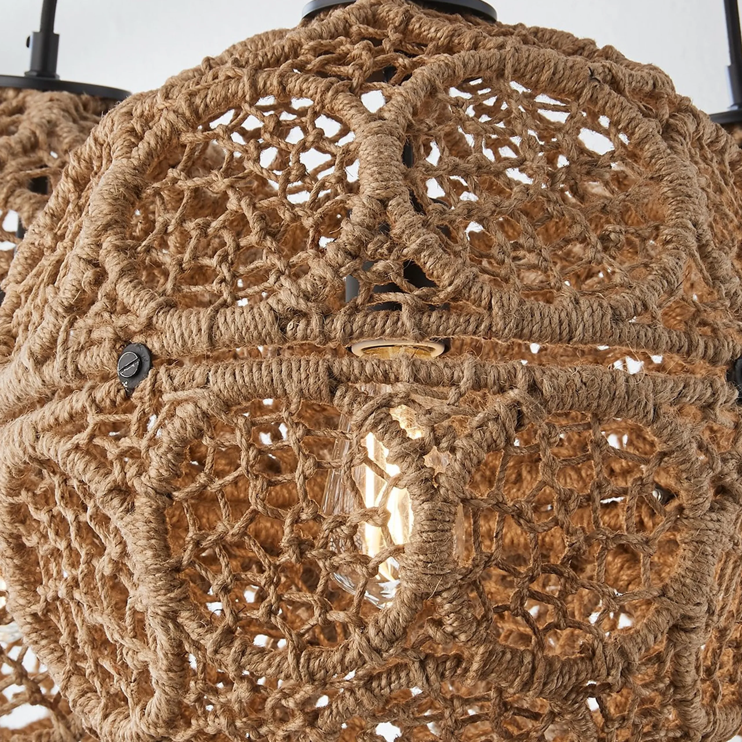 Macrame Jute Sphere Cluster Chandelier