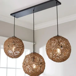Macrame Jute Sphere Linear Chandelier