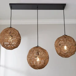Macrame Jute Sphere Linear Chandelier