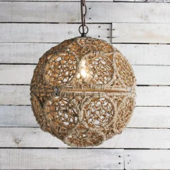 Macrame Jute Sphere Pendant - Small