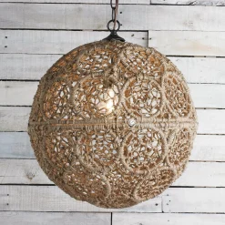 Macrame Jute Sphere Pendant - Medium